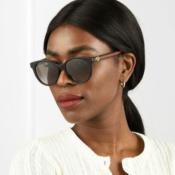 NEW GUCCI GG0702SKN 004 Black/Colorful Gray Gradient Round Women Sunglasses - Picture 1 of 13